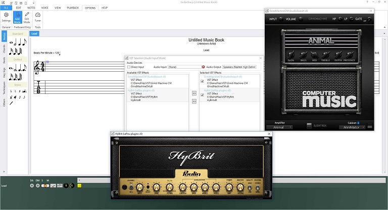 Add VST Effects to your guitar music in GuitarSharp.